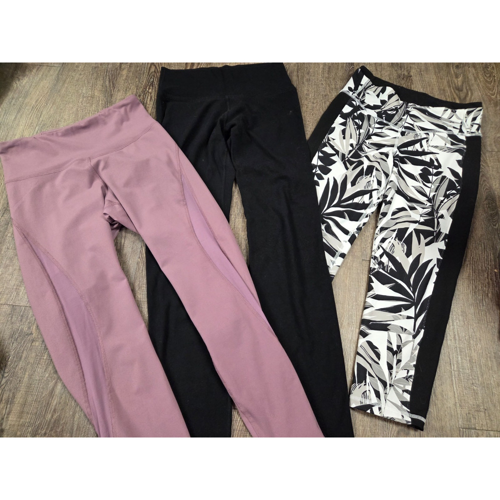 Old Navy Active Elevate Balance Leggings Medium Set of 3 Black Mauve Gray